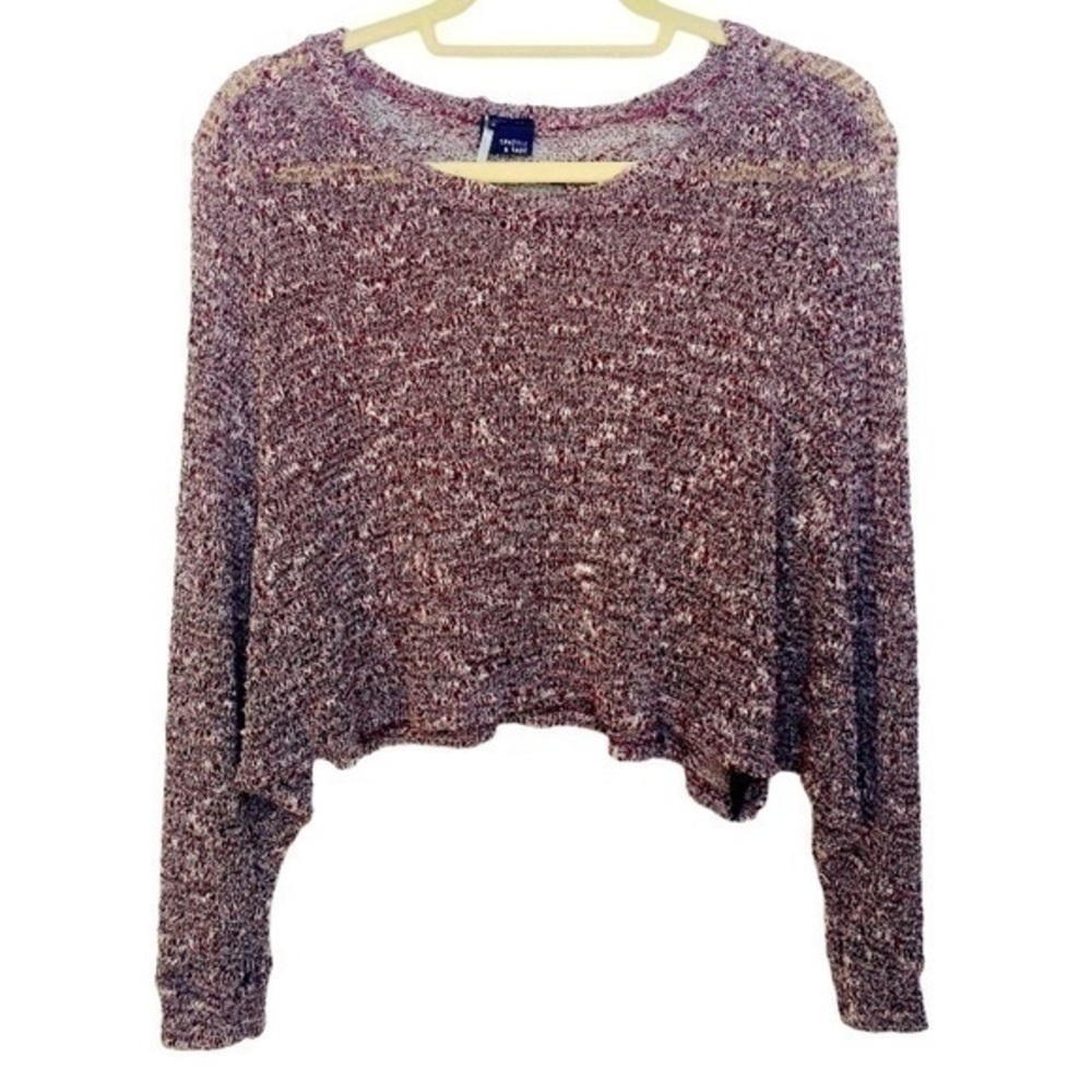 Anthropologie Cropped Sweater Maroon Size Small